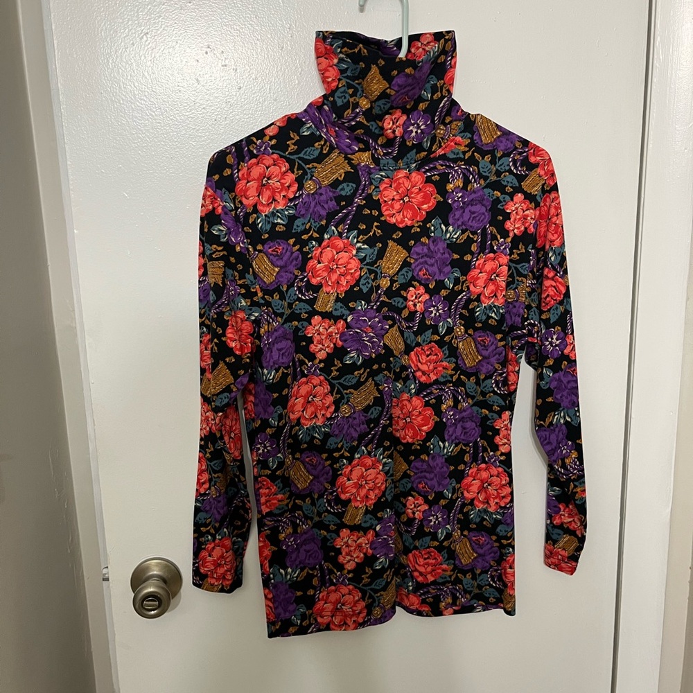 Hunt Club Floral Cotton Turtleneck